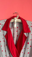 Vintage 1980s Heart Print Synthetic Nightgown With Belt