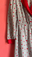 Vintage 1980s Heart Print Synthetic Nightgown With Belt