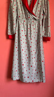 Vintage 1980s Heart Print Synthetic Nightgown With Belt