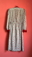 Vintage 1980s Heart Print Synthetic Nightgown With Belt