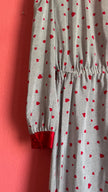 Vintage 1980s Heart Print Synthetic Nightgown With Belt