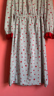 Vintage 1980s Heart Print Synthetic Nightgown With Belt