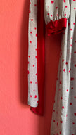 Vintage 1980s Heart Print Synthetic Nightgown With Belt