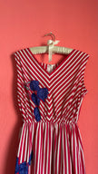 Vintage 1980s Red Striped Cotton Silk Dress