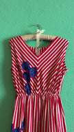 Vintage 1980s Red Striped Cotton Silk Dress