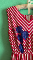 Vintage 1980s Red Striped Cotton Silk Dress