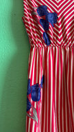 Vintage 1980s Red Striped Cotton Silk Dress