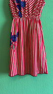 Vintage 1980s Red Striped Cotton Silk Dress