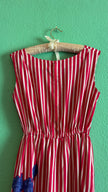 Vintage 1980s Red Striped Cotton Silk Dress
