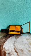 Vintage 1950s Emerald Green Croc-Embossed Vanity Bag With Gold-Tone Compact