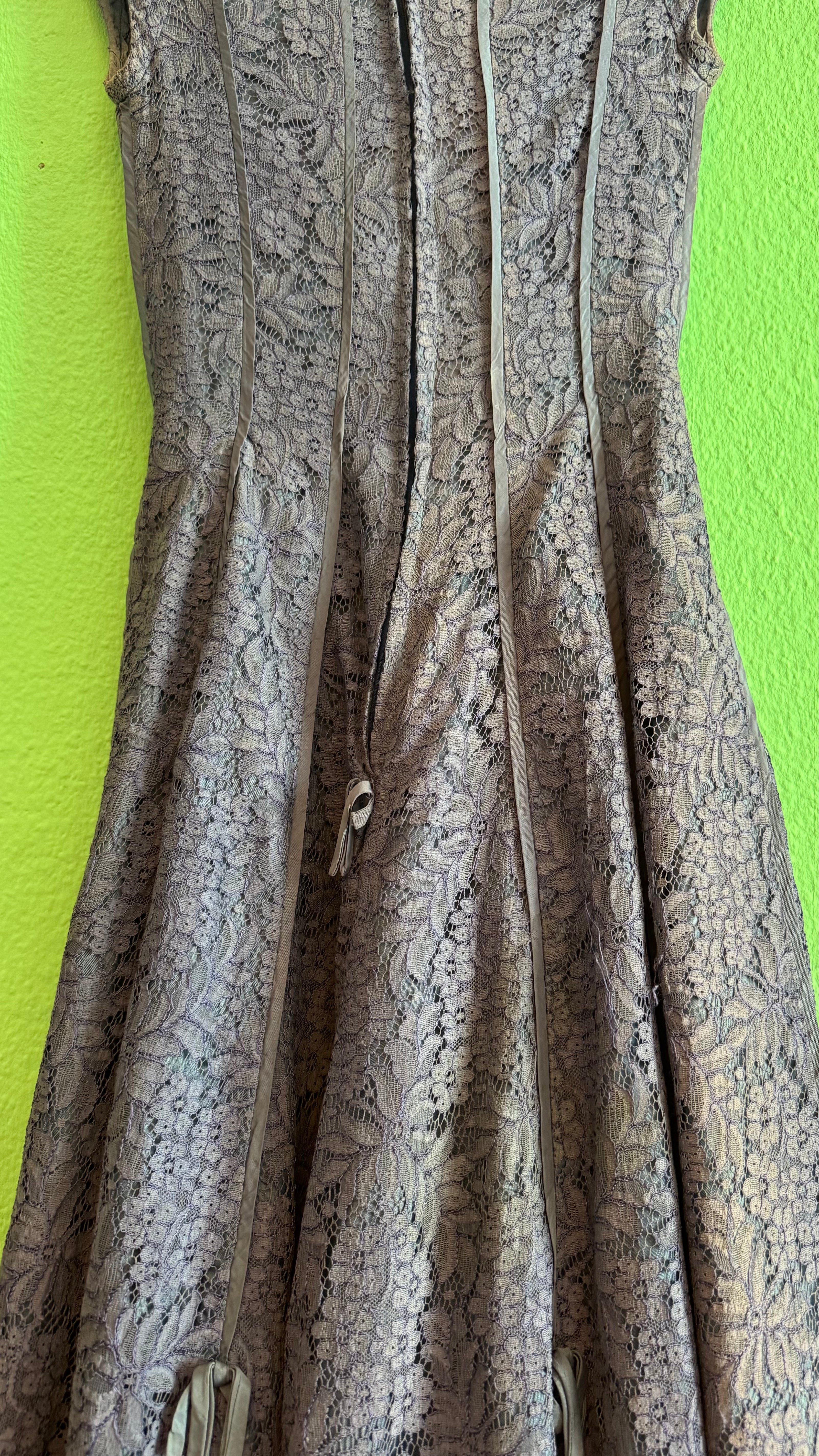Vintage 1950s-Style Blue Cotton Floral Lace Dress