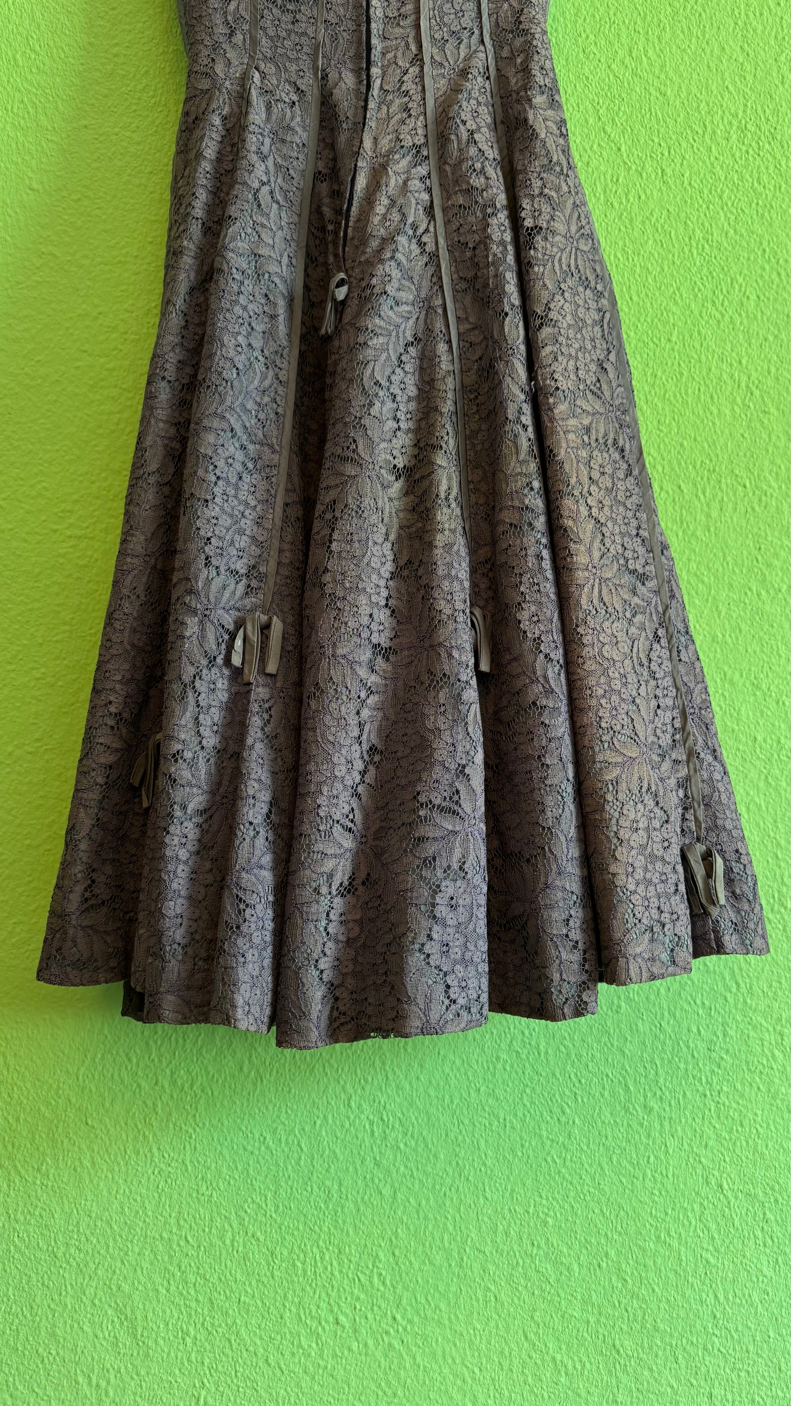 Vintage 1950s-Style Blue Cotton Floral Lace Dress