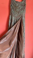 Vintage 1960s-Style Dusty Rose Floral Lace Evening Gown