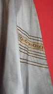 Vintage 1950s Silver Grey Silk Rep Dress with Gold Lurex Trim