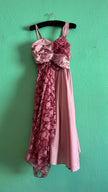 Vintage 1960s Dusty Rose Silk Taffeta & Sheer Lace Dress