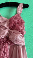 Vintage 1960s Dusty Rose Silk Taffeta & Sheer Lace Dress