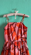 Vintage 1970s-Style Marschner Pink & Orange Botanical Print Dress