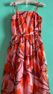 Vintage 1970s-Style Marschner Pink & Orange Botanical Print Dress