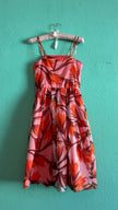 Vintage 1970s-Style Marschner Pink & Orange Botanical Print Dress