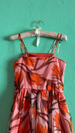 Vintage 1970s-Style Marschner Pink & Orange Botanical Print Dress