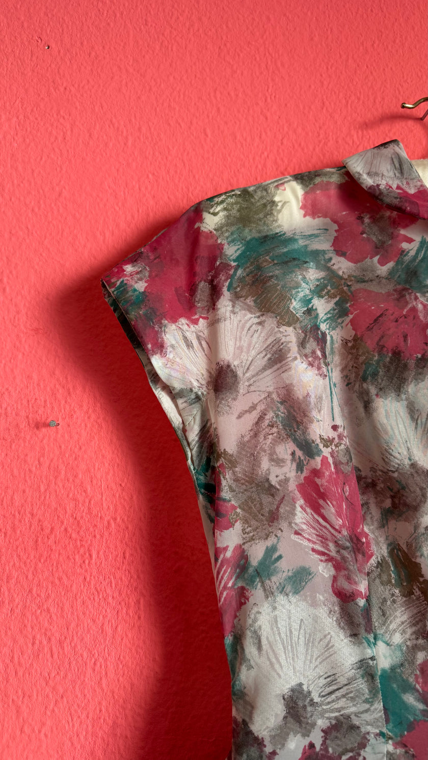 Vintage 1950s-Style Painterly Floral Fit-and-Flare Dress