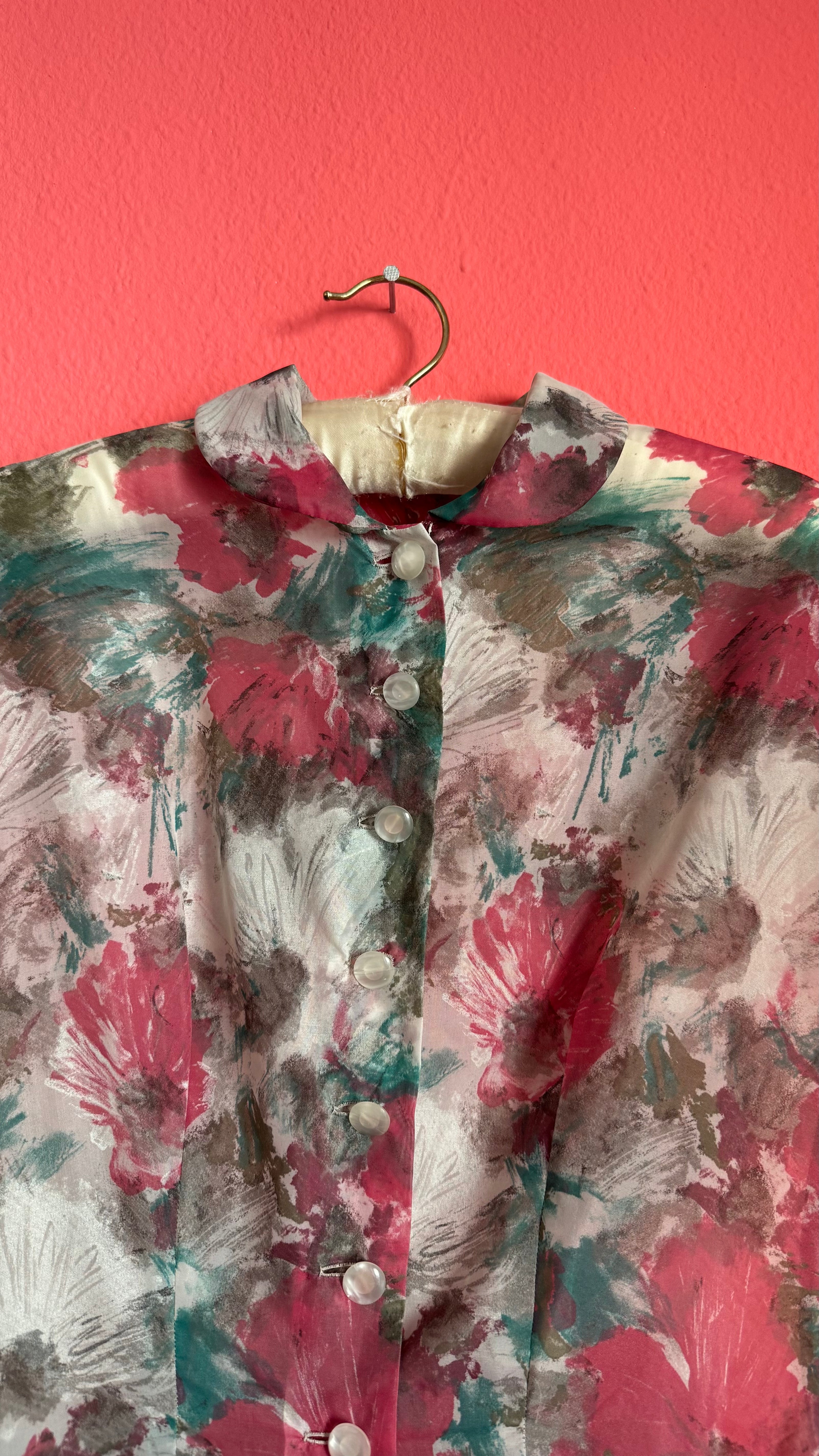 Vintage 1950s-Style Painterly Floral Fit-and-Flare Dress