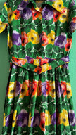 Vintage 1950s Multicolour Floral Cotton Dress with Belt