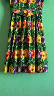 Vintage 1950s Multicolour Floral Cotton Dress with Belt