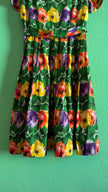 Vintage 1950s Multicolour Floral Cotton Dress with Belt