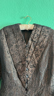 Vintage 1940s Dark Brown Brocade Jacket & Skirt Set with Fur-Trimmed Cuffs