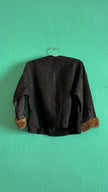 Vintage 1940s Dark Brown Brocade Jacket & Skirt Set with Fur-Trimmed Cuffs