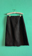 Vintage 1940s Dark Brown Brocade Jacket & Skirt Set with Fur-Trimmed Cuffs