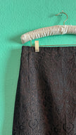Vintage 1940s Dark Brown Brocade Jacket & Skirt Set with Fur-Trimmed Cuffs