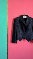 Vintage 1980s Midnight Blue Jacquard Cropped Blazer by Modeatelier Abele