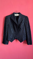 Vintage 1980s Midnight Blue Jacquard Cropped Blazer by Modeatelier Abele