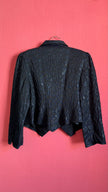 Vintage 1980s Midnight Blue Jacquard Cropped Blazer by Modeatelier Abele
