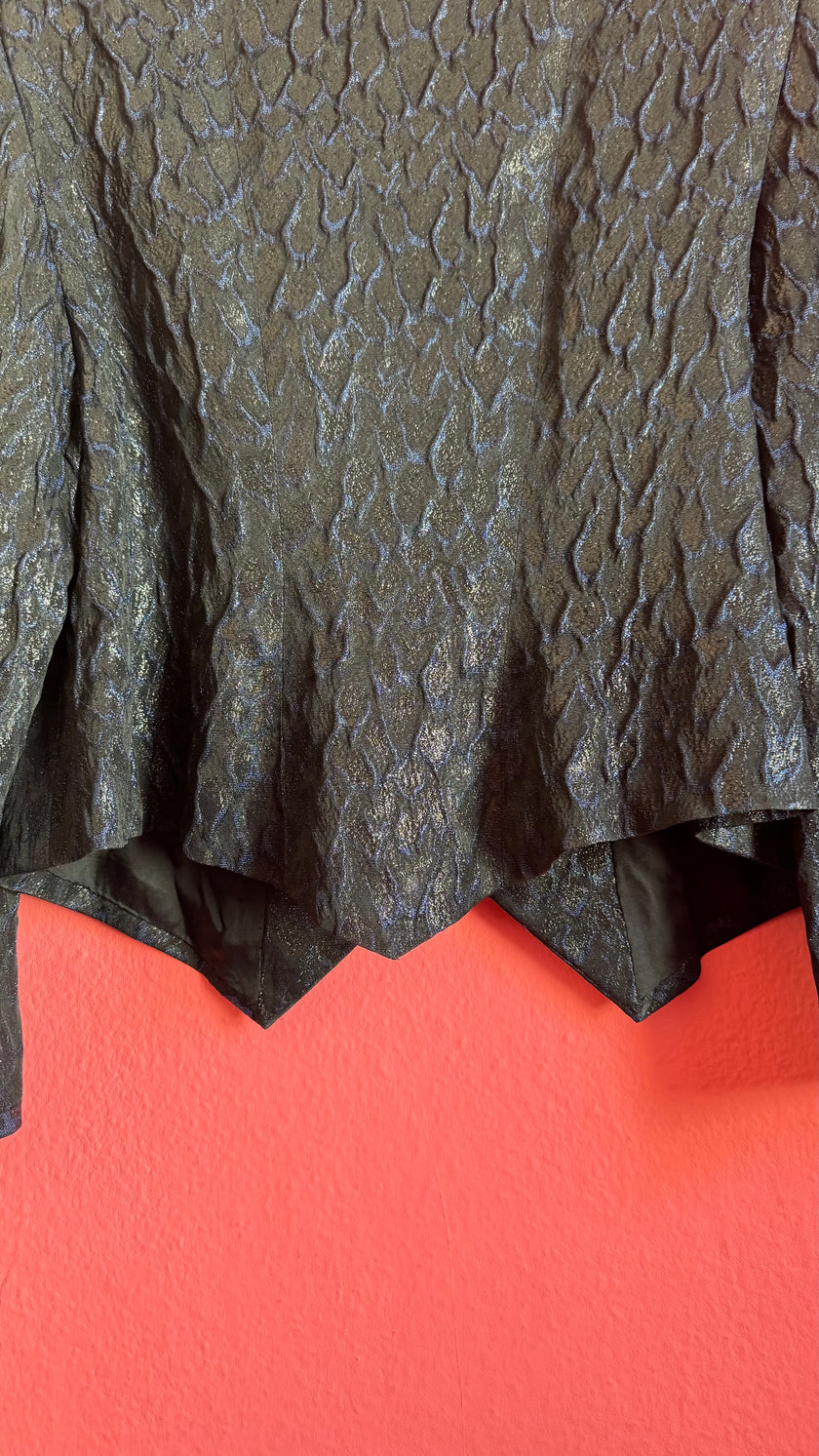 Vintage 1980s Midnight Blue Jacquard Cropped Blazer by Modeatelier Abele