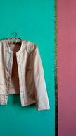 Vintage 1990s Peach Silk Jacket with Delicate Beaded Trim