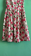 Vintage 1950s Inspired White Cotton Dress with Pink Rose Print