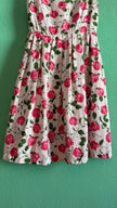 Vintage 1950s Inspired White Cotton Dress with Pink Rose Print