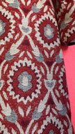 Vintage 1970s Teal & Burgundy Wool and Cotton Tapestry Dress