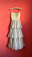 Vintage 1950s Ivory Rhinestone Tiered Evening Gown by Gisela-Modelle