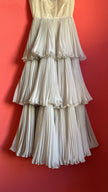 Vintage 1950s Ivory Rhinestone Tiered Evening Gown by Gisela-Modelle