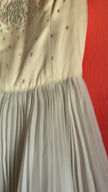 Vintage 1950s Ivory Rhinestone Tiered Evening Gown by Gisela-Modelle