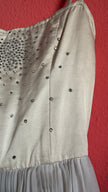 Vintage 1950s Ivory Rhinestone Tiered Evening Gown by Gisela-Modelle