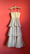 Vintage 1950s Ivory Rhinestone Tiered Evening Gown by Gisela-Modelle