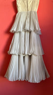 Vintage 1950s Ivory Rhinestone Tiered Evening Gown by Gisela-Modelle