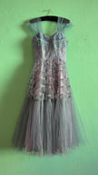 Vintage 1950s Dusty Lilac Lace & Tulle Evening Dress