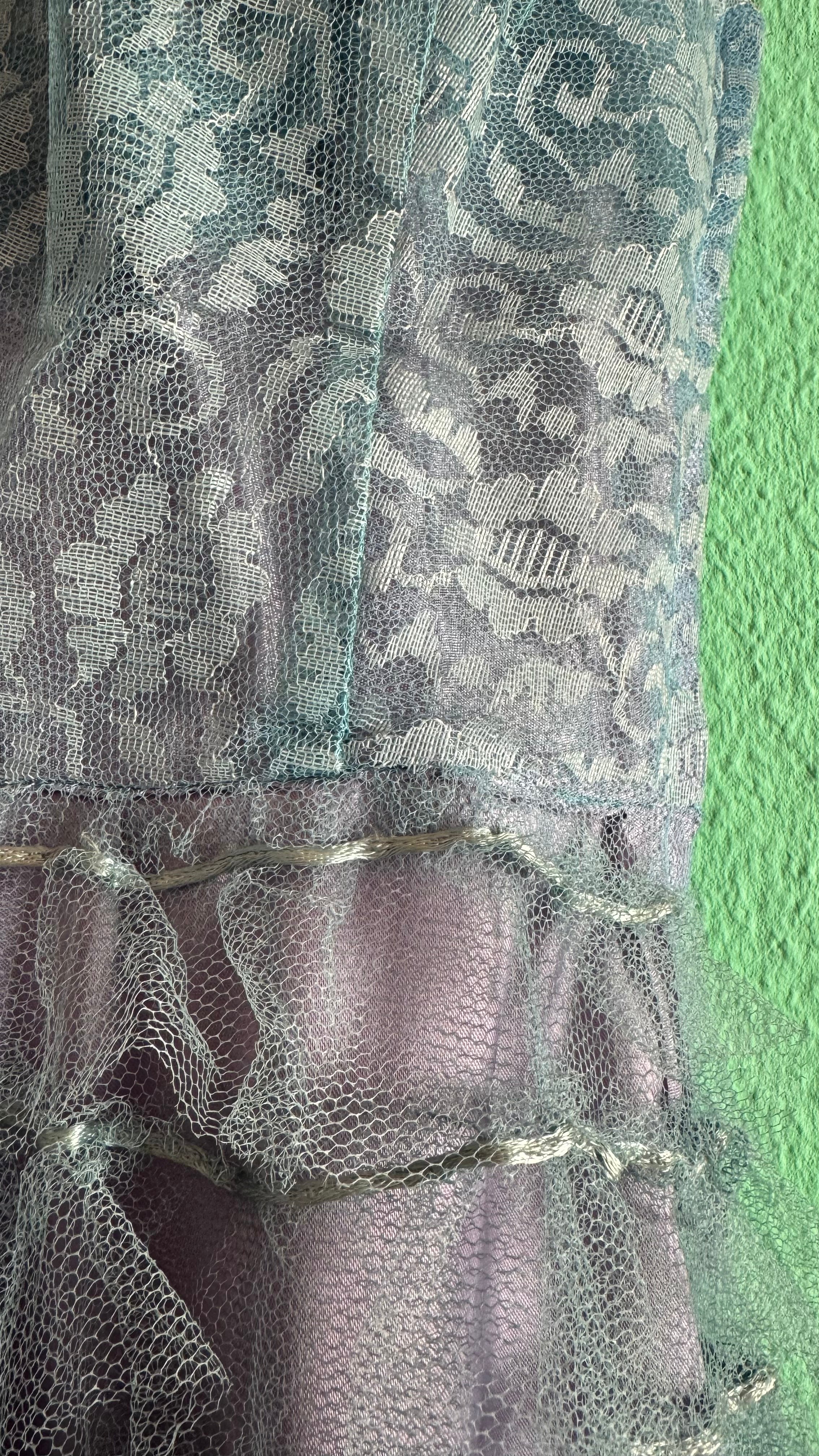 Vintage 1950s Dusty Lilac Lace & Tulle Evening Dress