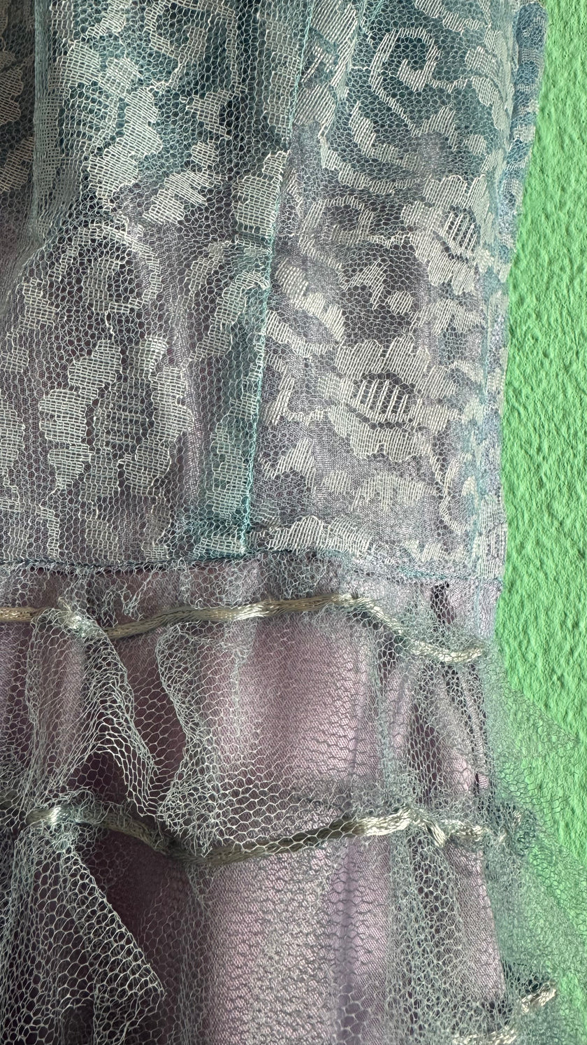 Vintage 1950s Dusty Lilac Lace & Tulle Evening Dress